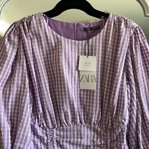 Zara Purple Gingham Dress - Picture 4 of 6